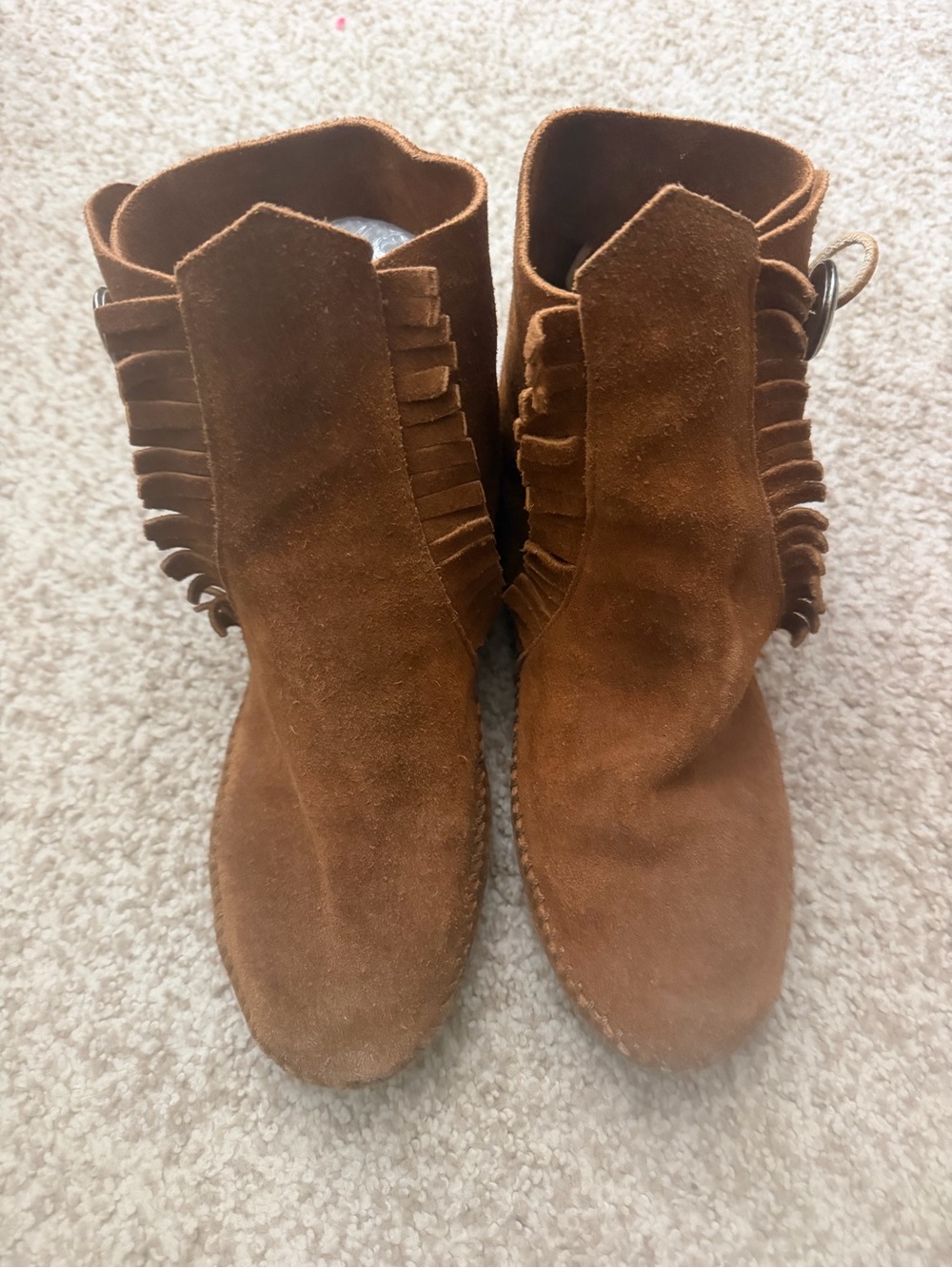 Minnetonka two buttons western Suede Fringe Ankle Boots fringe native